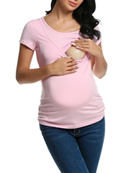 HOTOUCH Damen Schwanger T-Shirt Umstandsmode Stillshirt Umstandsshirt Mutterschaft Umstandstop Mit Rundhalsausschnitt - 1