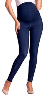 Zeta Ville -Umstandsmode Leggings Hose elastische Bund Denim-Look - Damen - 948c (Marine Jeans, EU 34/36, M) - 1